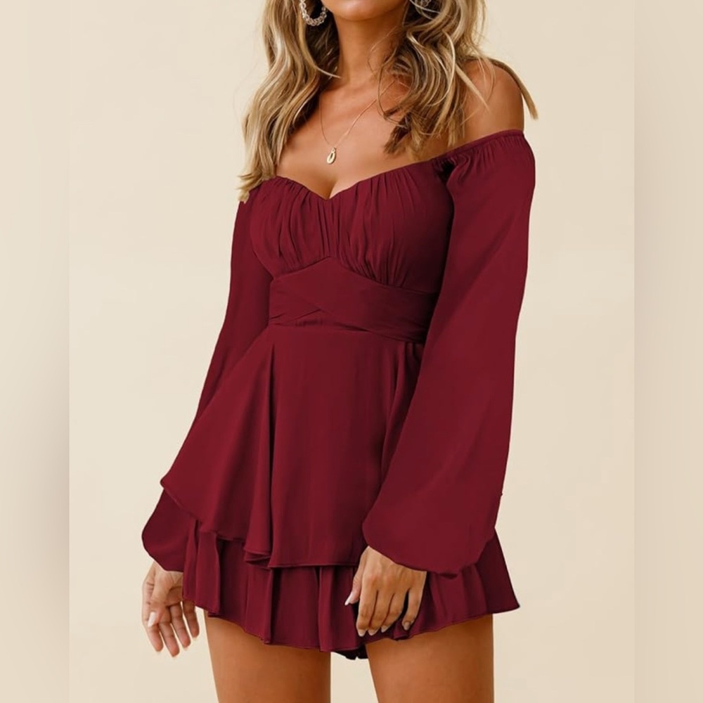 XSmall/Small Red Off the Shoulder Romper! Great Condition!!